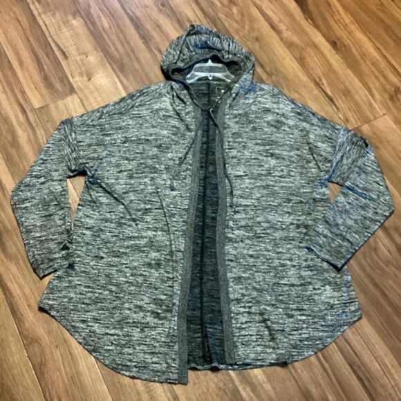 Sonoma Goods for Life Open-Front Hooded Cardigan in Gray/black 2X - Picture 5 of 8